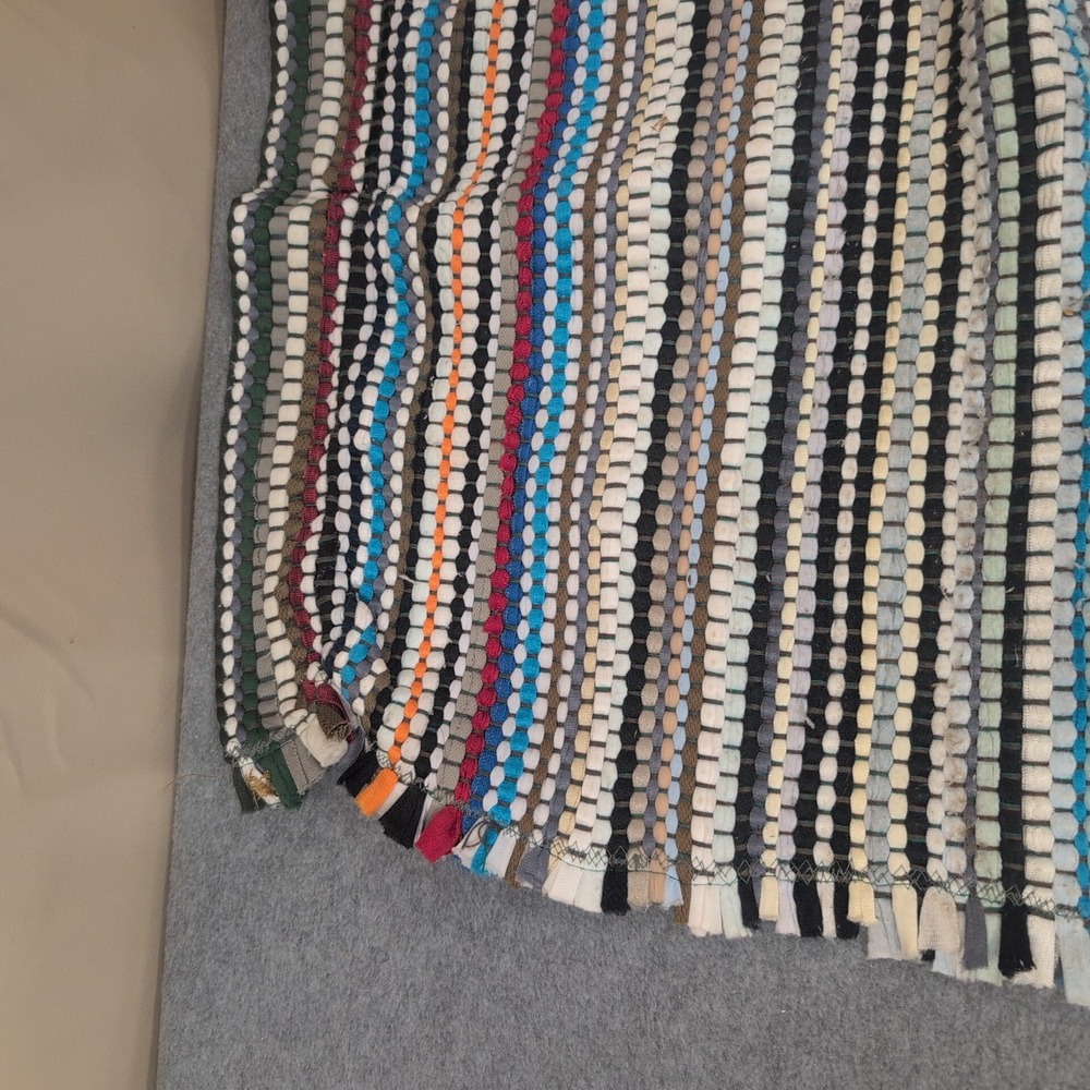 Handwoven Multi Color Striped Rag Rug Bohemian Farmhouse Accent Floor Mat - Picture 3 of 5